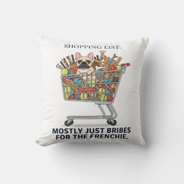Almofada Decoração engraçada de French Bulldog com subornos (Frente)
