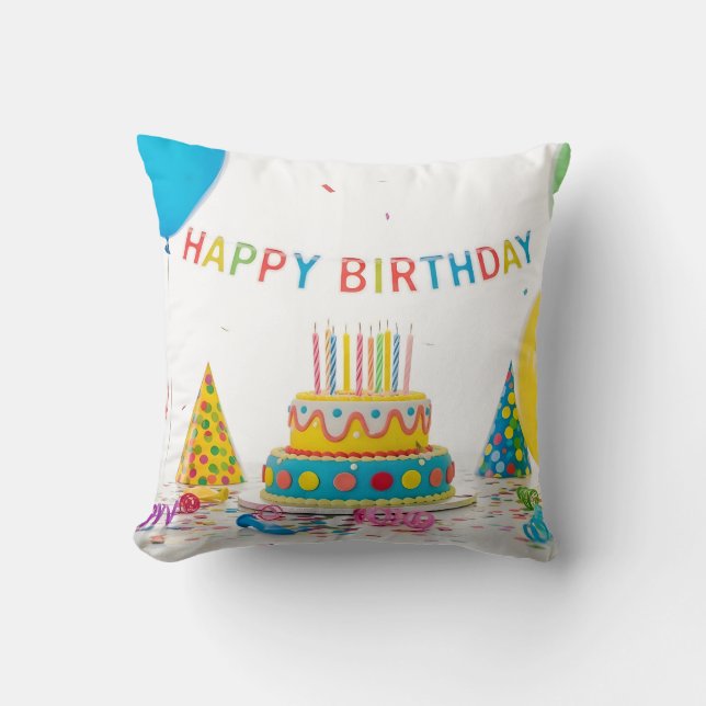 Almofada Decoração feliz de aniversário (Frente)
