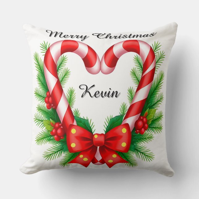 Almofada Decoração Festiva de Natal com Bengalas de Açúcar (Frente)