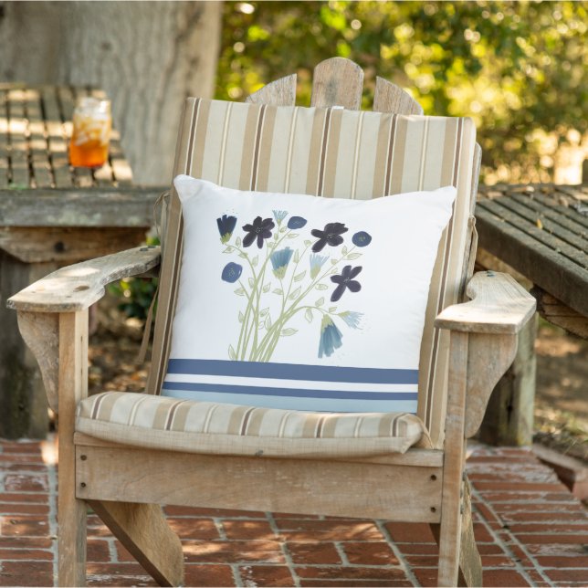 Almofada Decoração Floral Azul (Cadeira)