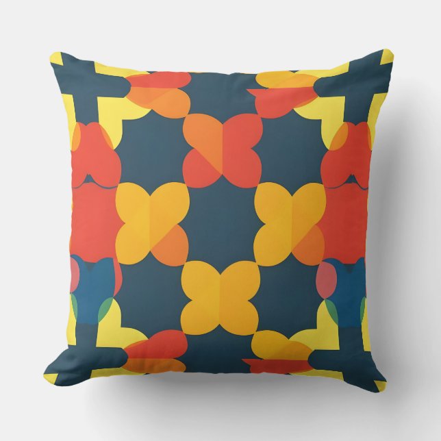 Almofada Decoração Geométrica Floral Moderna Laranja Turque (Frente)