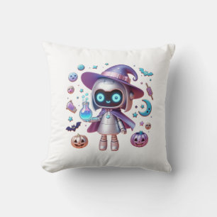 Almofada Decoração inicial do Witchy Robot Halloween Kawaii