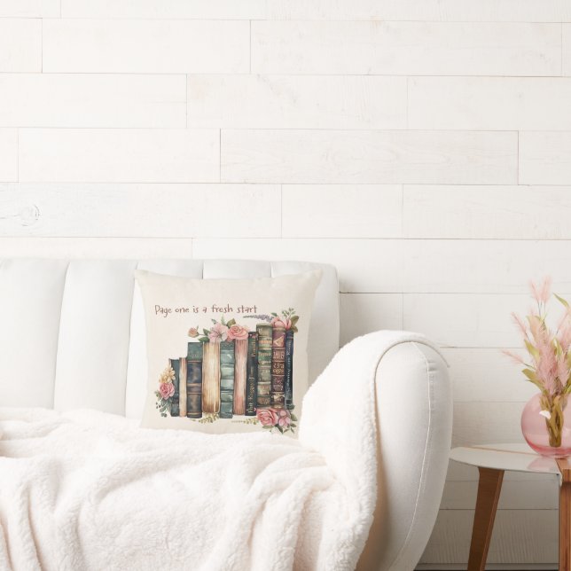 Almofada Decoração Literária Cozy com Livros e Acentos Flor (Sofá)