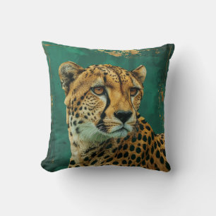 Almofada Decoração Máxima de Cheetah Verde Esmeralda
