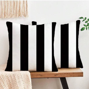 Almofada Decoração Moderna ao Ar Livre Preta e Branca Listr