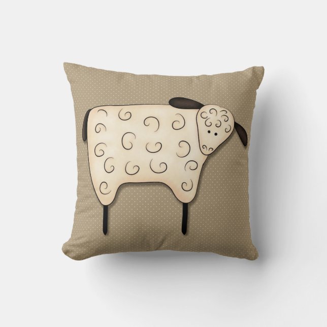 Almofada Decoração primitiva de ovelhas do país (Frente)