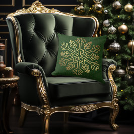 Almofada Decoração verde-elegante e floco de neve Dourado