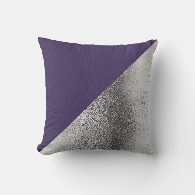 Almofada Decorador Violeta Roxo e Metálico Prata (Frente)