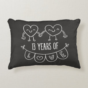 Almofada Decorativa 13 Anniversário Gift Chalk Hearts