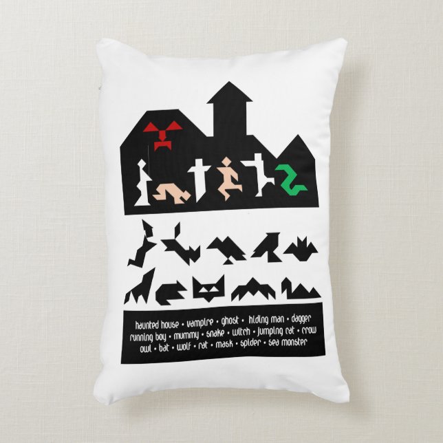 Almofada Decorativa 18 imagens de Halloween Tangram (Frente(Vertical))