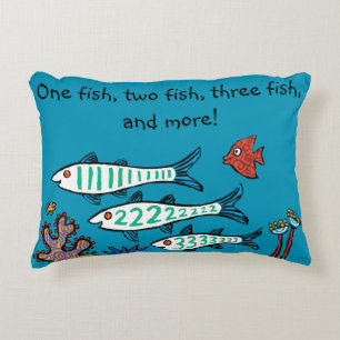 Almofada Decorativa 1, 2, 3 Peixes com Peixe Pequeno e Coral