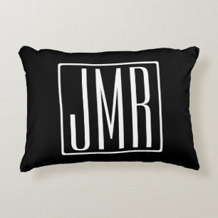 Almofada Decorativa 3 Iniciais Monograma Preto e branco (ou cor suja
