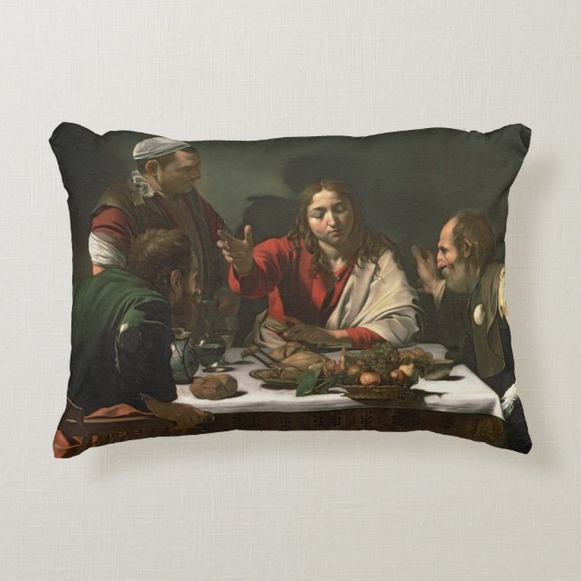 Almofada Decorativa A ceia em Emmaus, 1601 (óleo e tempera) (Frente)