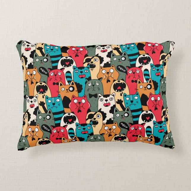 Almofada Decorativa A multidão de gatos (Frente)