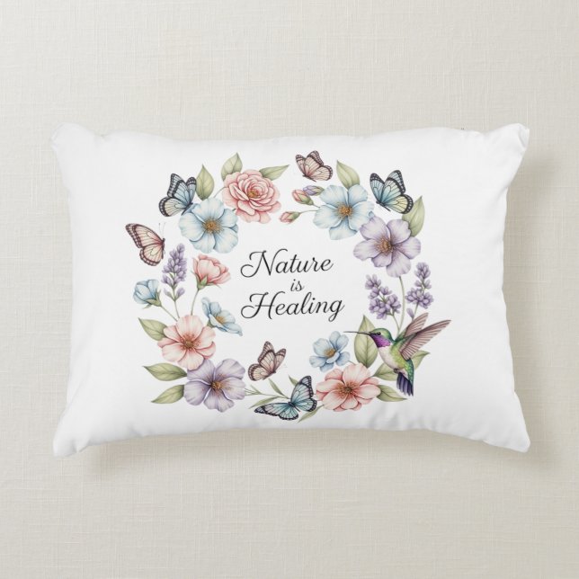 Almofada Decorativa "A natureza está curando" (Frente)