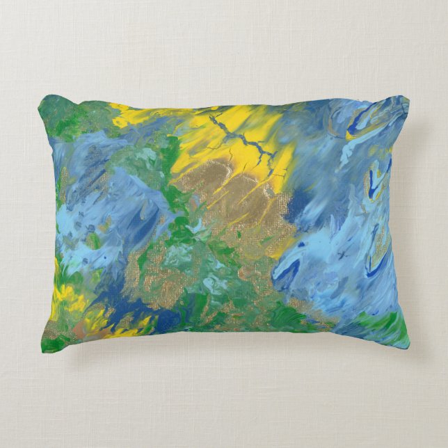 Almofada Decorativa A pintura acrílica "Três Monstros" (Frente)