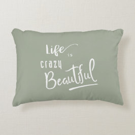 Almofada Decorativa A vida é loucamente Bonito Texto de Citação
