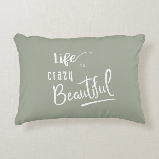 Almofada Decorativa A vida é loucamente Bonito Texto de Citação (Frente)