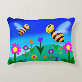 Almofada Decorativa Abehas felizes em um campo de flores