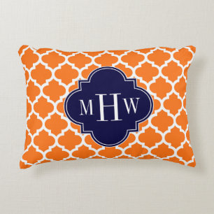 Almofada Decorativa Abóbora Laranja Marroquino #5 Azul Marinho 3 Monog