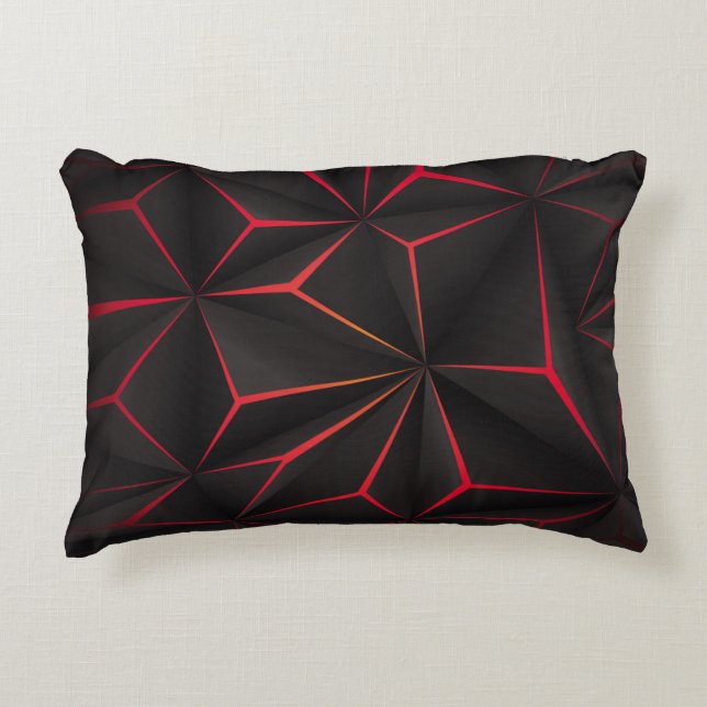 Almofada Decorativa Abstract black polygon red light futuristic techno (Frente)