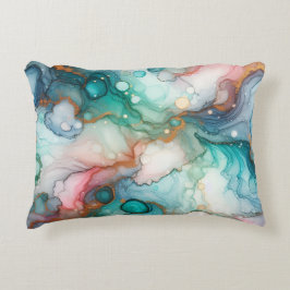 Almofada Decorativa Abstract in Pink, Teal, Blue, and Gold