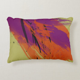 Almofada Decorativa Abstrato Art Aquarelas Cor Laranja Púrpura Verde P