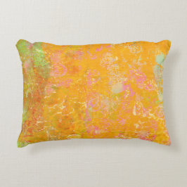 Almofada Decorativa Abstrato Art Pintura Laranja Amarelo Cor-de-rosa V