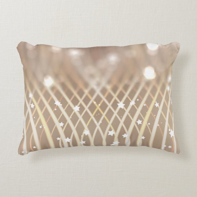Almofada Decorativa Abstrato Brown, Waves Stars Background. (Frente)