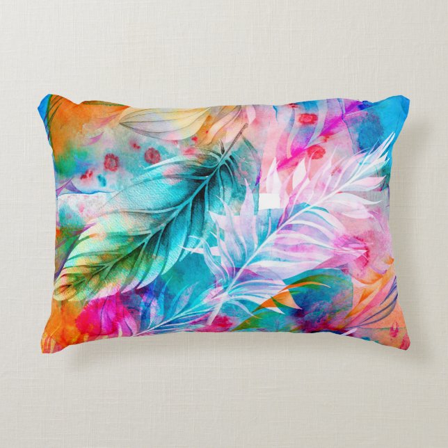 Almofada Decorativa Abstrato de fundo de manchas e manchas de aquarela (Frente)