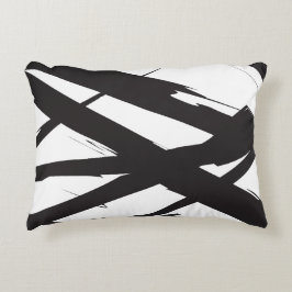 Almofada Decorativa Abstrato de linha de arte branca e negra