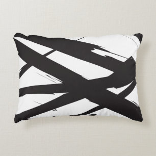 Almofada Decorativa Abstrato de linha de arte branca e negra