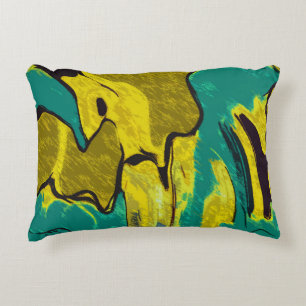 Almofada Decorativa Abstrato de Teal Amarelo da Mostarda