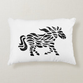 Almofada Decorativa Abstrato Horse Woodblock Impressão