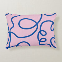 Abstrato Line Art Retro Cor-De-Rosa E Azul