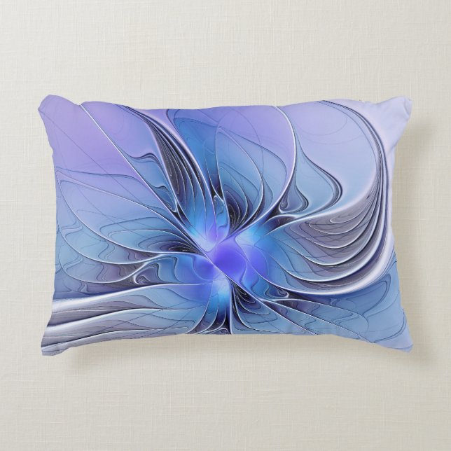 Almofada Decorativa Abstrato Modern Fractal Art Lavanda Azul (Frente)