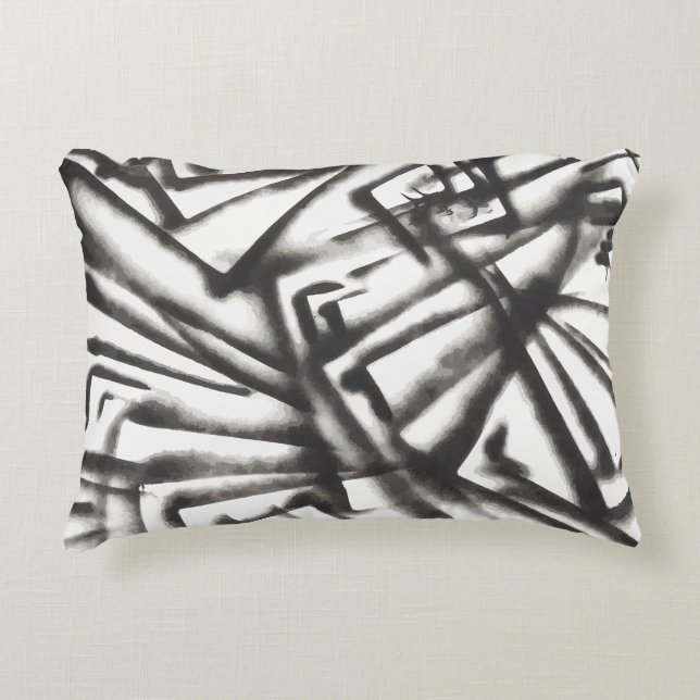 Almofada Decorativa Abstrato preto e branco (Frente)