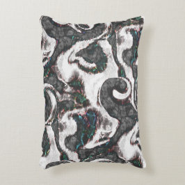 Almofada Decorativa Abstrato preto e branco com detalhes coloridos ou