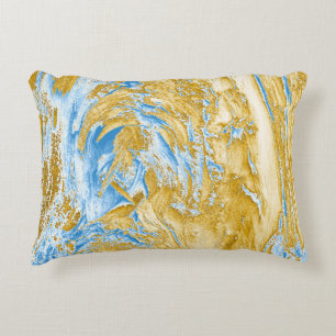 Almofada Decorativa Abstrato Suave Azul: Toque no Ouro.