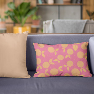 Almofada Decorativa Abstrato tangerina, padrão rosa e amarelo