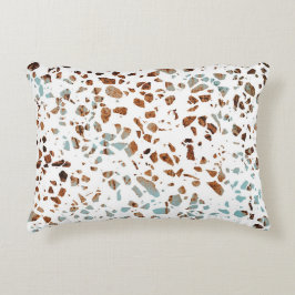 Almofada Decorativa Abstrato Terrazzo Mosaico Rust Brown & Blue Padrão