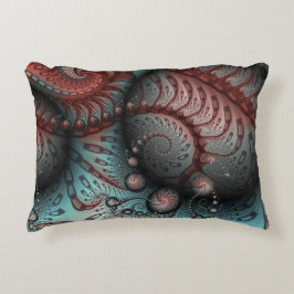 Almofada Decorativa Abstrato Vivid Fantasy Fractal Art Brown Blue