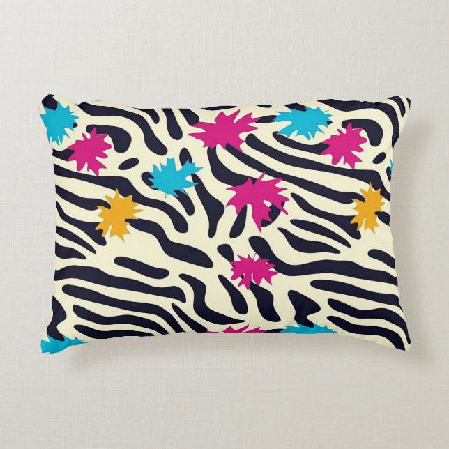Almofada Decorativa Abstrato Zebra Stripes com pintura folha (Frente)