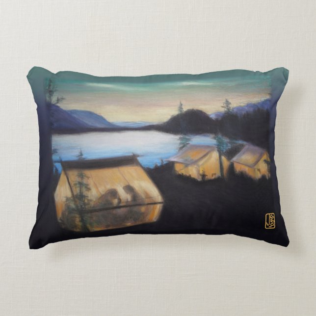 Almofada Decorativa Acampamento pelo lago 12"x16" (Frente)