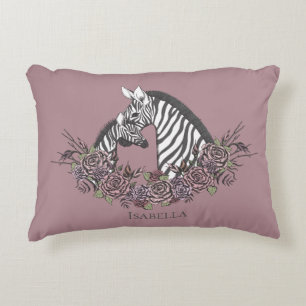 Almofada Decorativa Acento Desenhado à Mão Zebra Roxo Malhumorado