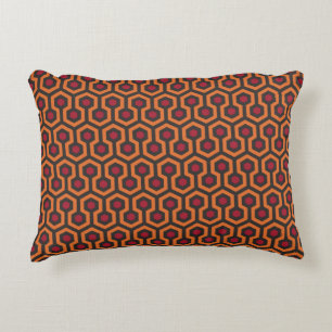Almofada Decorativa Acento Padrão do Hexágono Vermelho Laranja Moder