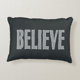 Almofada Decorativa Acredite Citação Inspiradora Preto Cinza 