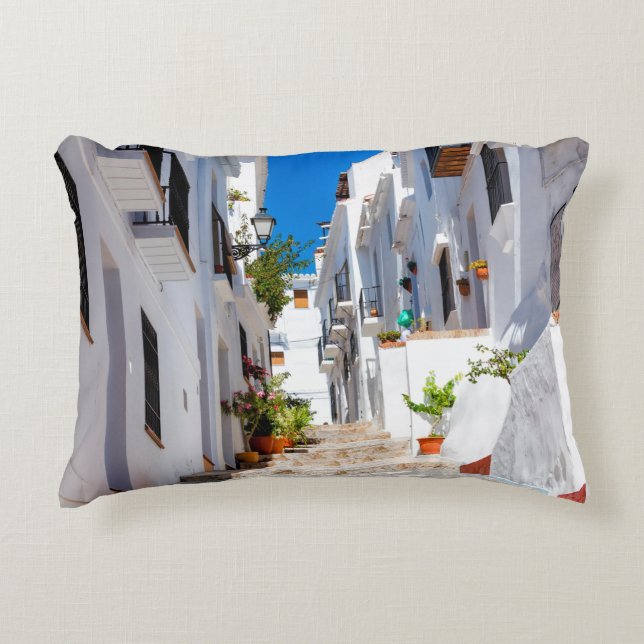 Almofada Decorativa Aerial view of white city Frigiliana in sunny day  (Frente)