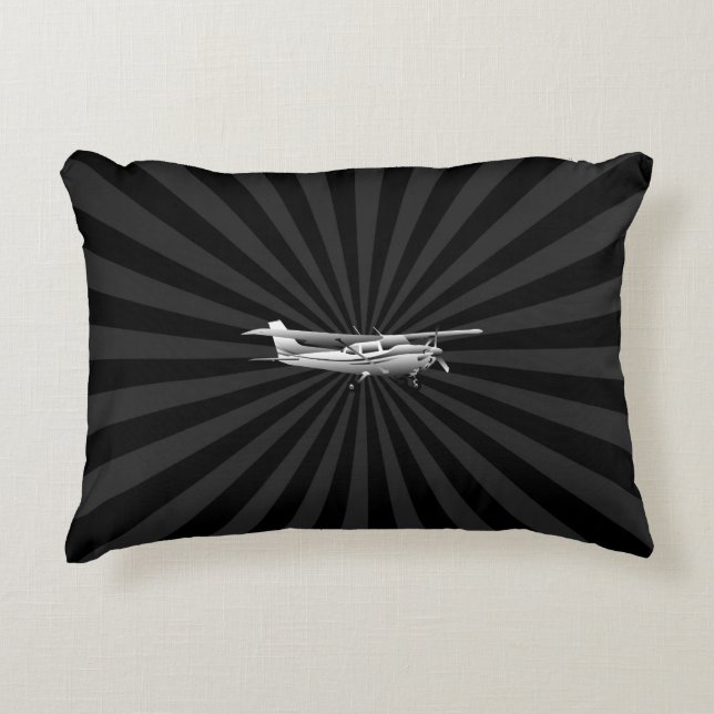 Almofada Decorativa Aeronave Cessna Silhouette Voando Black Burst (Frente)