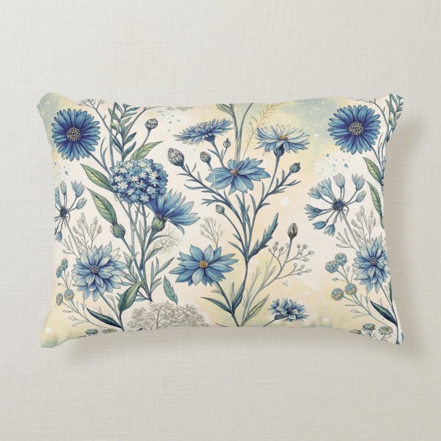 Almofada Decorativa Aesthetic Blue Wildflowers (Frente)